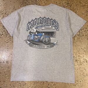 Gildan Maggie's Diner Wild Hogs Madrid NM Men Large Gray Excellent Graphic Shirt